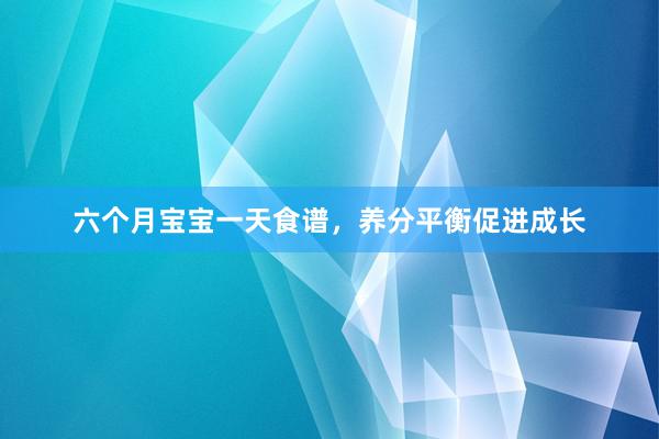 六个月宝宝一天食谱，养分平衡促进成长
