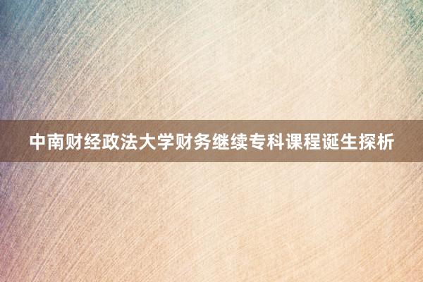 中南财经政法大学财务继续专科课程诞生探析